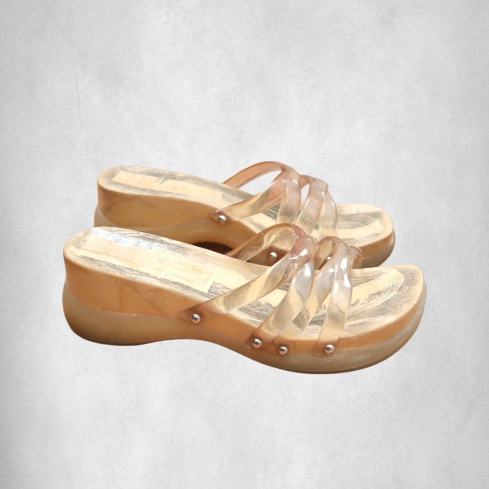 Y2K jelly wooden sandals